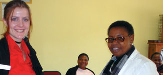 Claire Endress with Flaki Ramothata, principal of MC Weiler School in Alexandra